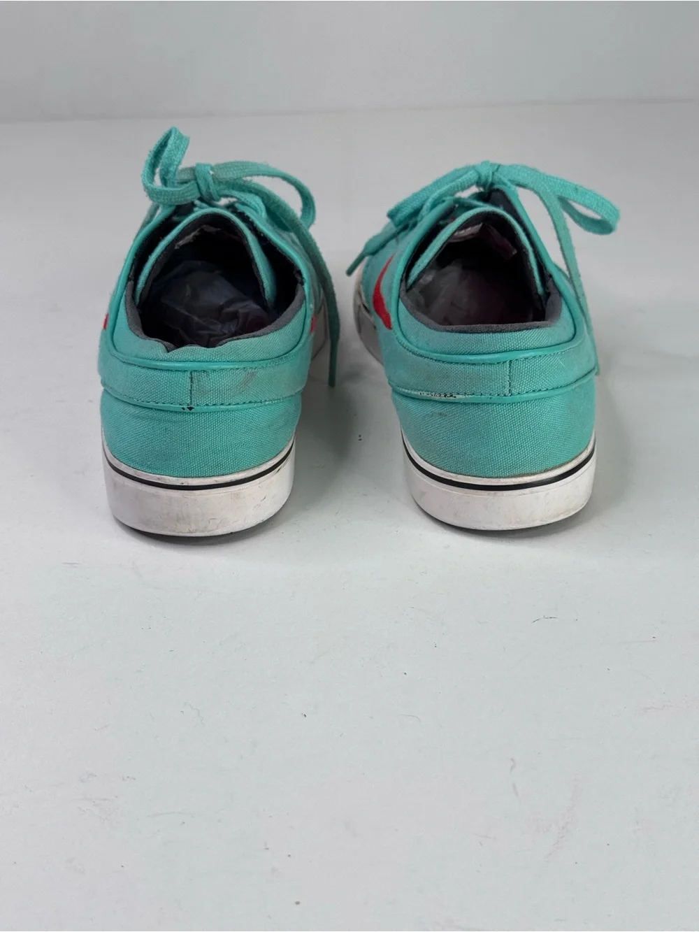 Stefan Janoski Nike Teal Canvas skateboarding Sneakers with Red Swoosh size 8.5